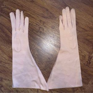 Vintage 1960s Dawnelle 14” Womens Pink Cotton Opera Gloves!